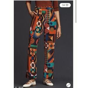 Farm Rio Pants Medium Tropical Multicolor Pajama wide leg tribal maximalist